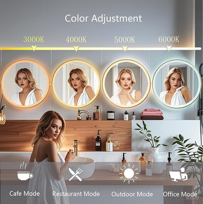 32 Inch Wall-Mounted Round Bathroom Mirror - Image 2