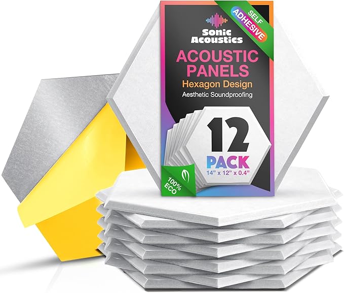 Acoustic Panels 12 Pack Soundproof Wall Panels, High-Density Wall Decoration by SonicAcoustics