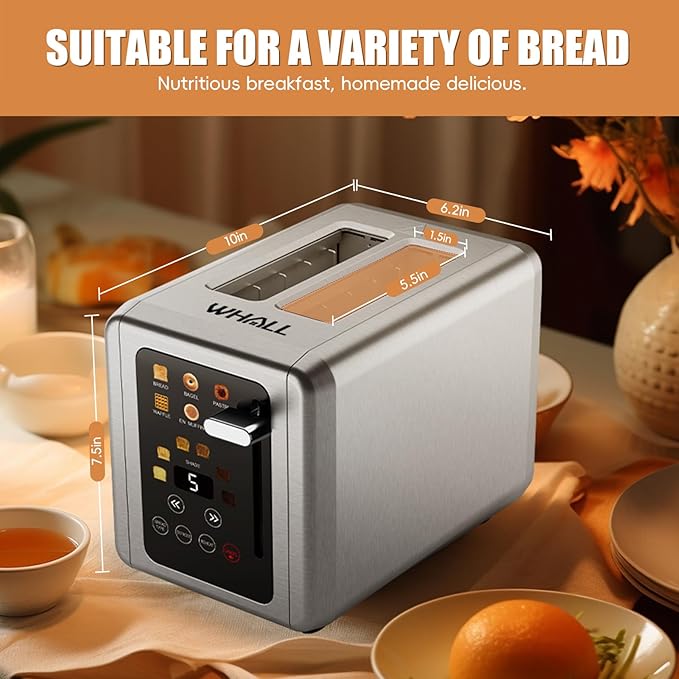 WHALL Touch Screen Toaster 2 Slice, Smart Digital Toaster - Image 5