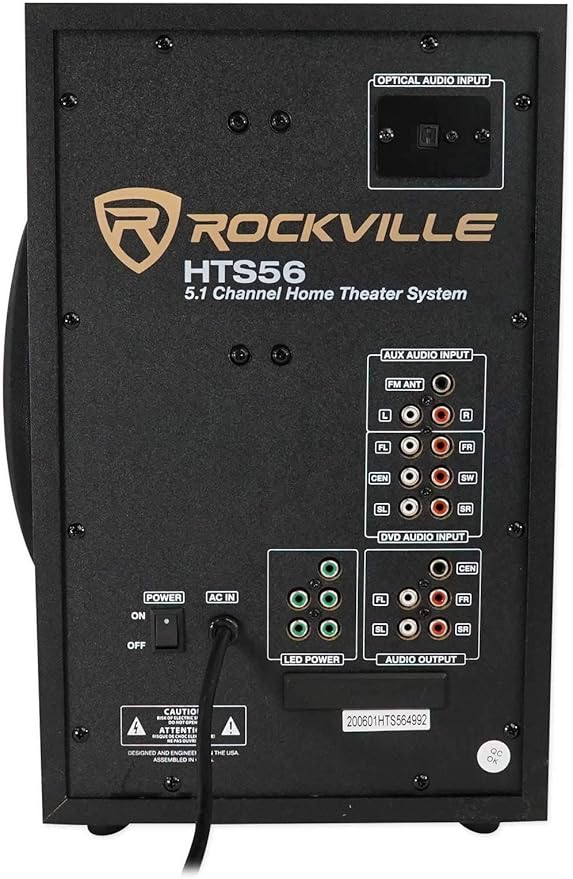 Rockville HTS56 1000W 5.1 Channel Home Theater System, LED Light Effects - Image 7