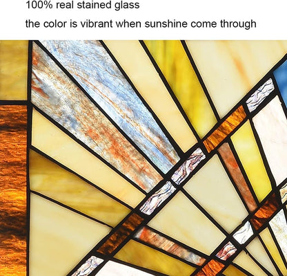 Mission Style Stained Glass Window Hangings Panels 20" W x 20" H Excellent Handicrafts Suncatcher Parents Gifts for Home Decor