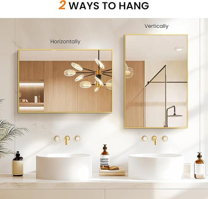 Bathroom Vanity Mirror for Wall, 2 Pack 36" x 24" Metal Framed Rectangular - Image 6