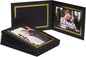 5x7 Photo Folder, Black Cardboard Picture Frame, Horizontal Double Sided Hot Gold Stamping Paper Photo Frame Cards Pack of 12.