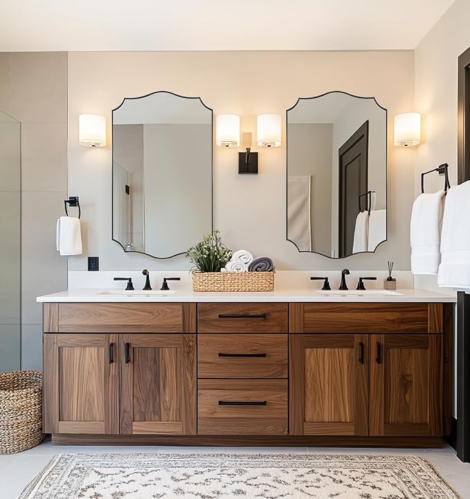 ANDY STAR Rectangle Mirror 24x40 Inch, Matte Black Scalloped Bathroom Mirror - Image 7