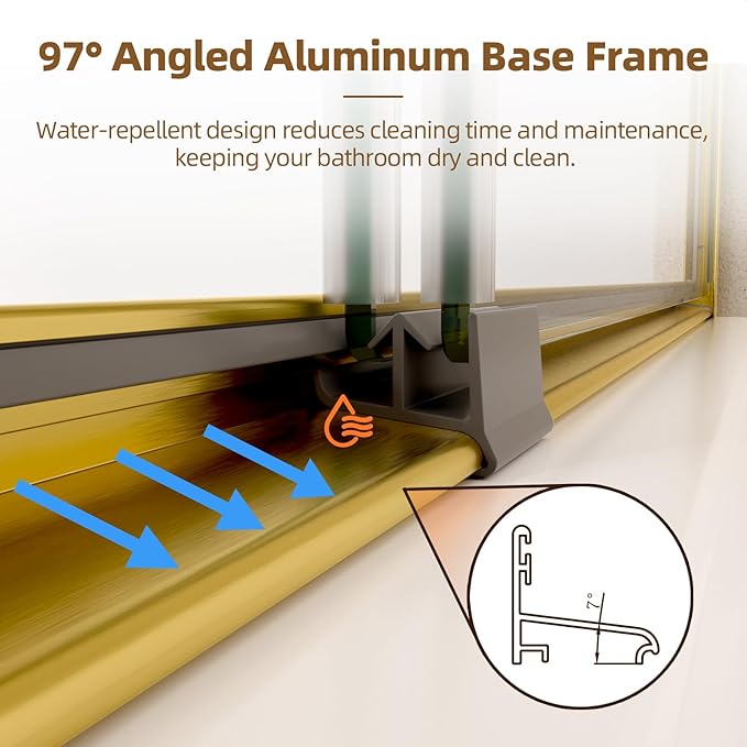 Shower Door, 44-48" W x 70" H Semi-Frameless Double Sliding Glass Shower Door - Image 6