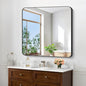 Black Bathroom Mirrors for Wall, Rounded Corner Metal Frame Wall Mirror by WelcometoCIVENO