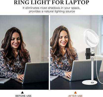8 inch Desk Ring Light with Stand, Adjustable Computer Circle Light - Image 4