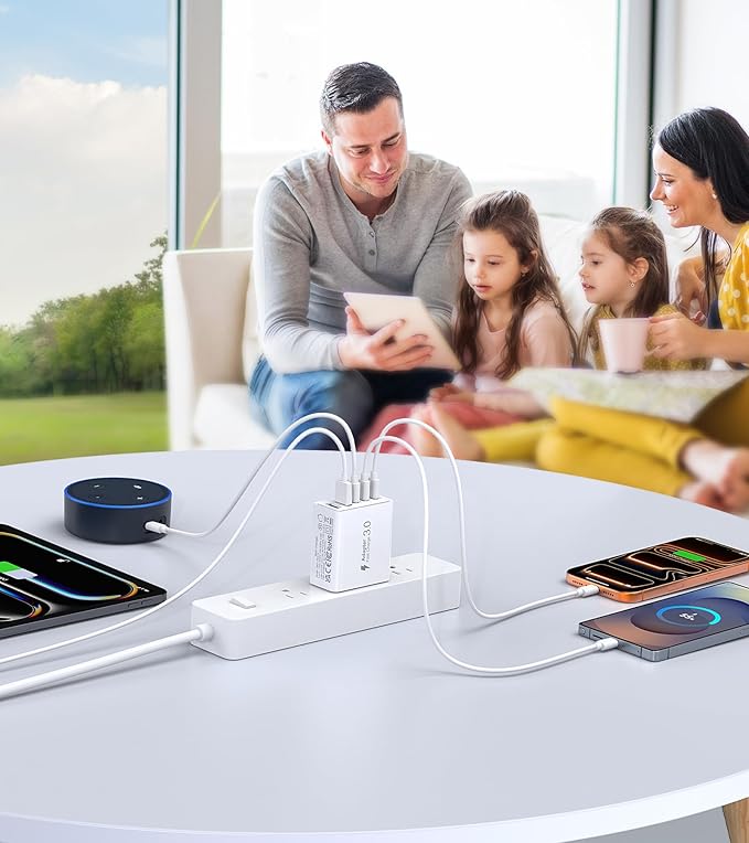 2Pack USB C Fast Charger Block, 60W 5-Port USB Wall Charger Brick, 2 USB A & 3 - Image 8