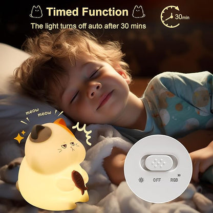 FAMIDUO Greedy Cat Night Light for Kids, 3 LevelsDimmable Cute Kitty Nursery - Image 5