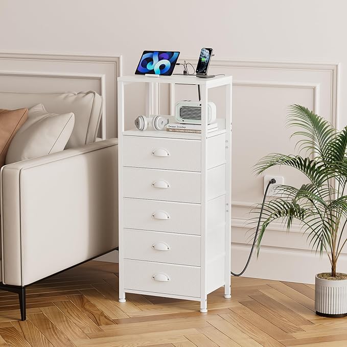 5 Drawers Dresser with Charging Station & Voice-Controlled LED Light, Tall - Image 2