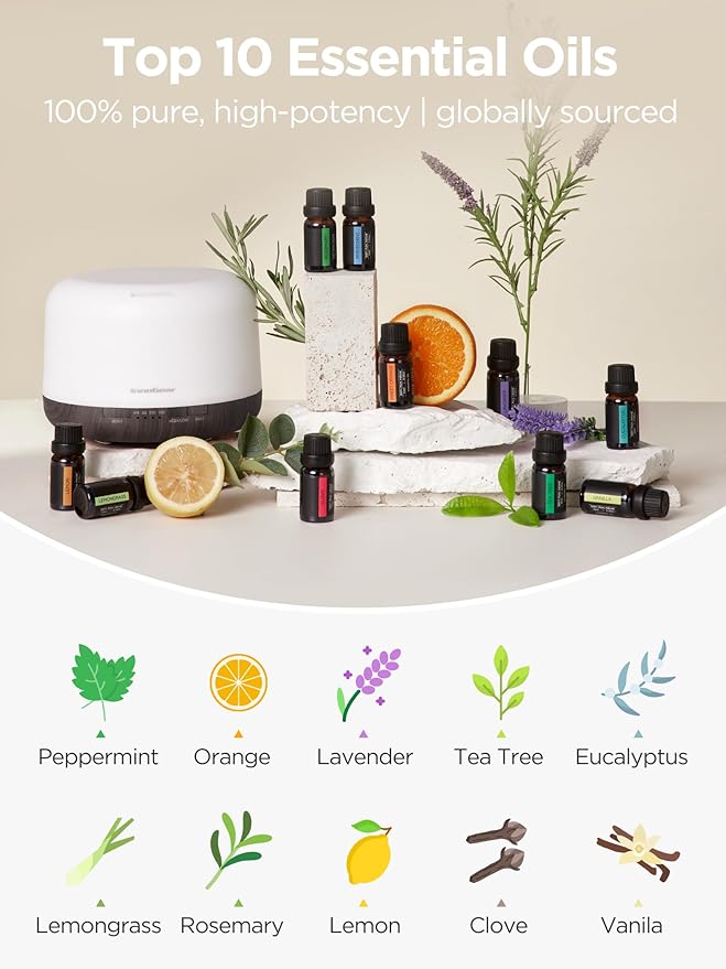 InnoGear Aromatherapy Diffuser & 10 Essential Oils Set, 500ml Essential Oil - Image 5