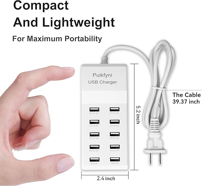 2 Pack 10-Ports USB Charger Station, Power Strips - Image 4