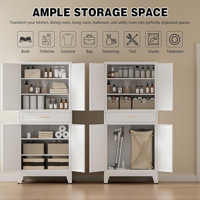 COFaR 71" Tall Kitchen Pantry, Farmhouse Storage Cabinet - Image 8