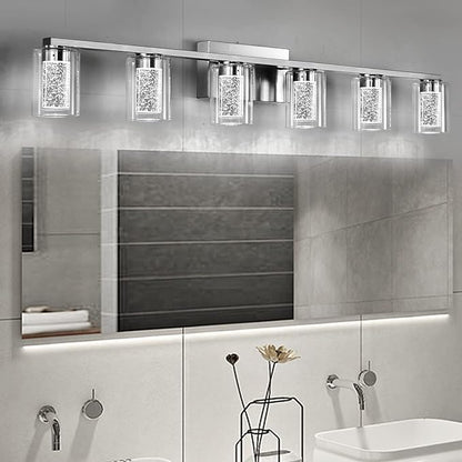 SADENICEL 6 Light Brushed Nickel Bathroom Light Fixtures, LED Vanity Lights - Image 6
