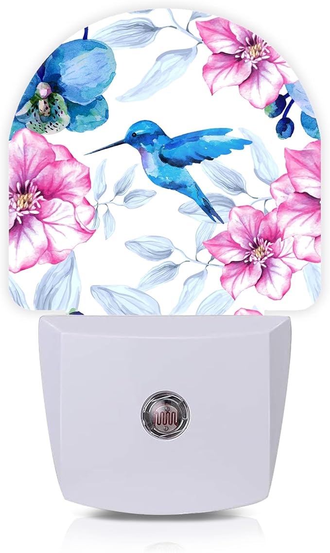 Axxitude Hummingbird Pink Flower Night Lights Plug into Wall by Axxitude