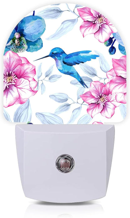 Axxitude Hummingbird Pink Flower Night Lights Plug into Wall by Axxitude