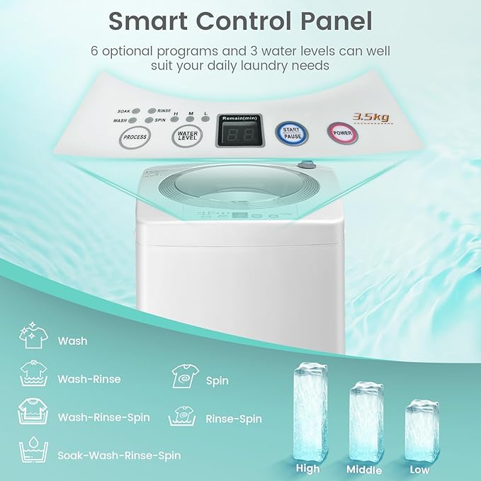 COSTWAY Washer and Dryer Combo Set, 8Lbs Capacity Portable Washing Machine - Image 7