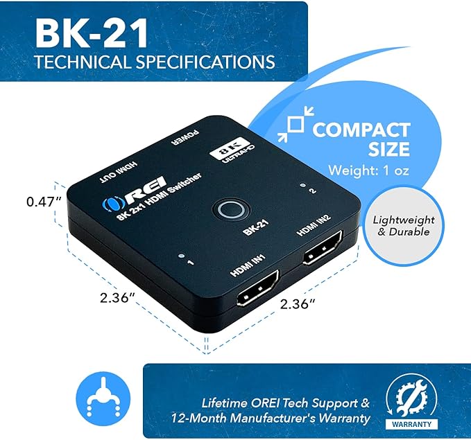 OREI 8K 2x1 HDMI Switch 4K@120hz - Image 6
