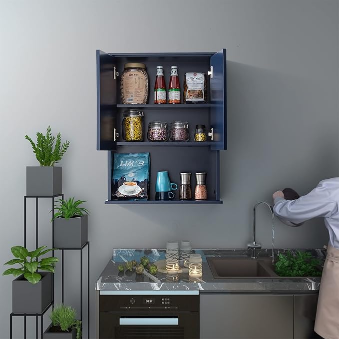 Navy Blue Bathroom Cabinet Wall Mounted - Image 2