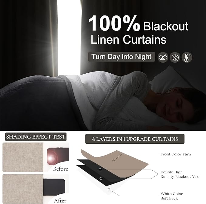 Small Blackout Kitchen Curtains 45 Inch Length, Rustic Farmhouse Pleat Burlap - Image 2