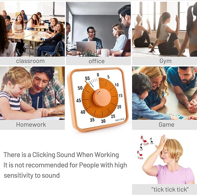 Secura 7.5 Inch Visual Timer, 60 Minute Oversize Countdown Visual Timer - Image 5