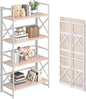4NM 4 Tiers No Assembly Book Shelves, 41.3" H Folding Bookshelf Bookcase Open by 4NM