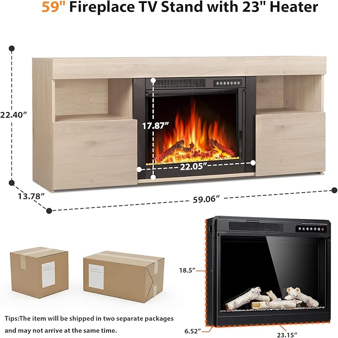 59" Electric Fireplace TV Stand - Image 3