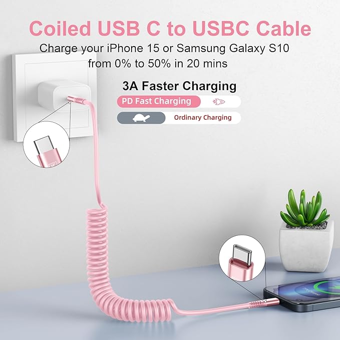 USB C to USB C Cable, CarPlay iPhone USB-C Cable/Android Auto USB C Cord - Image 2