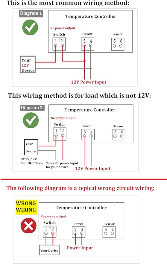 bayite DC 12V Fahrenheit Digital Temperature Controller 10A 1 Relay - Image 4