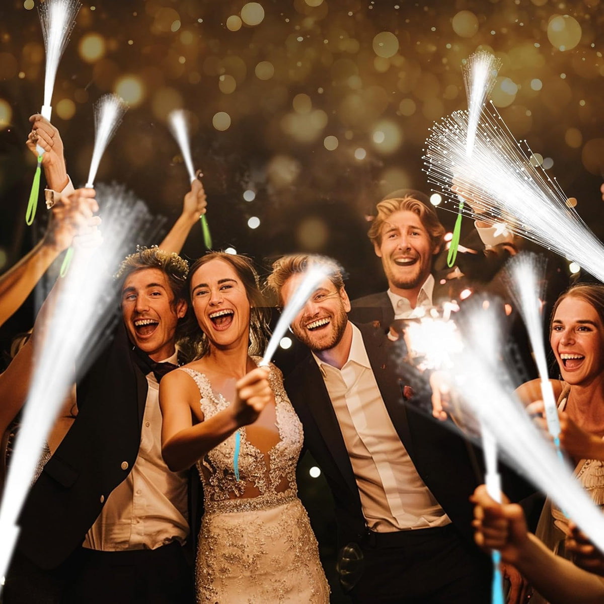 SHQDD 100 PCS White Fiber Optic Wands, LED Fiber Wands, Wedding Party Supplie...