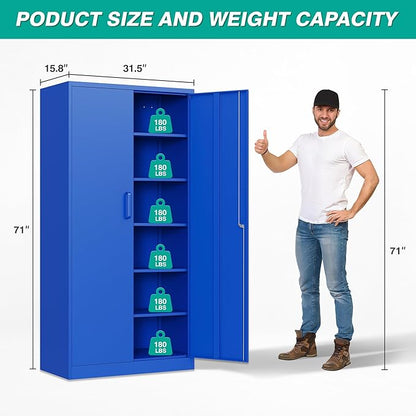 SISESOL Blue Metal Storage Cabinet - Image 2