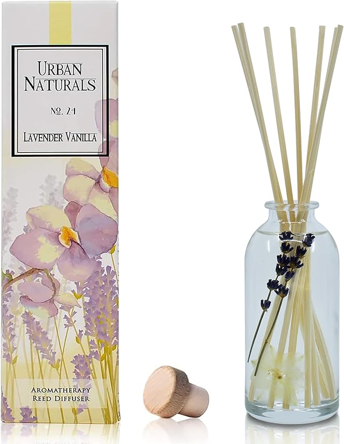 Urban Naturals Lavender Vanilla Reed Diffuser Set | Room Scent Infuser by UrbanNaturals
