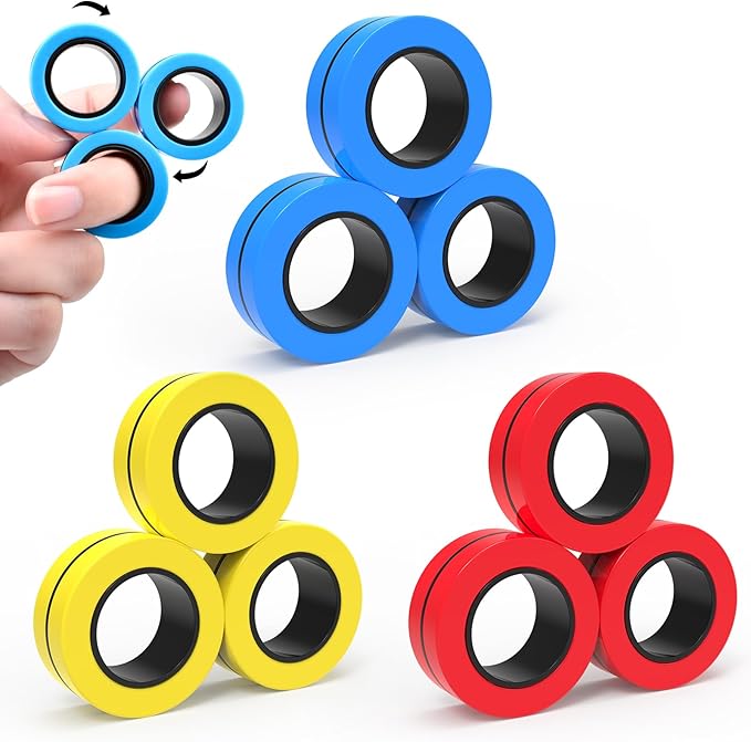 Cevioce 9 PCS Magnetic Ring Fidget Toys Set, ADHD Anxiety Magnetic Finger by Cevioce
