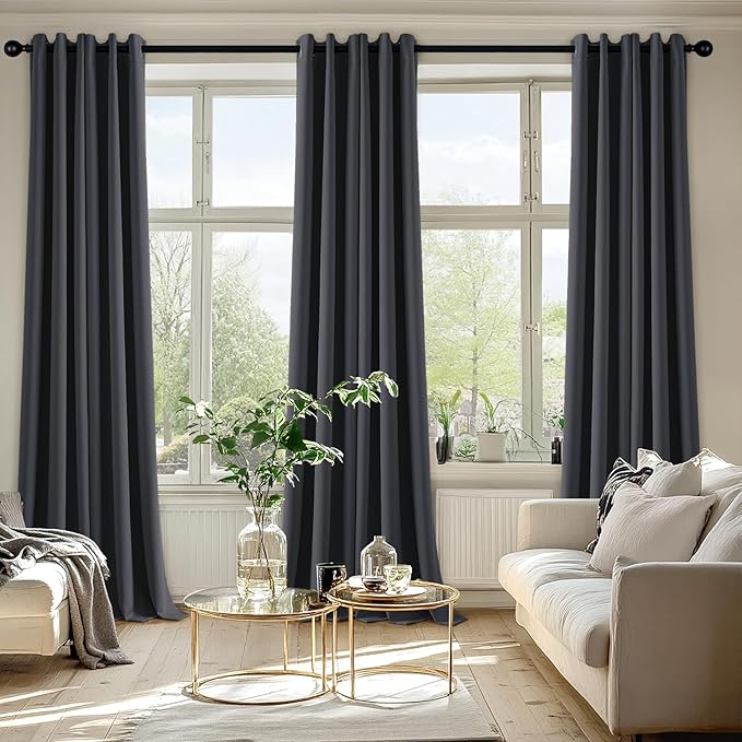 MIULEE Grey Blackout Curtains for Bedroom Living Room 96 Inches Long 2 Panels - Image 6
