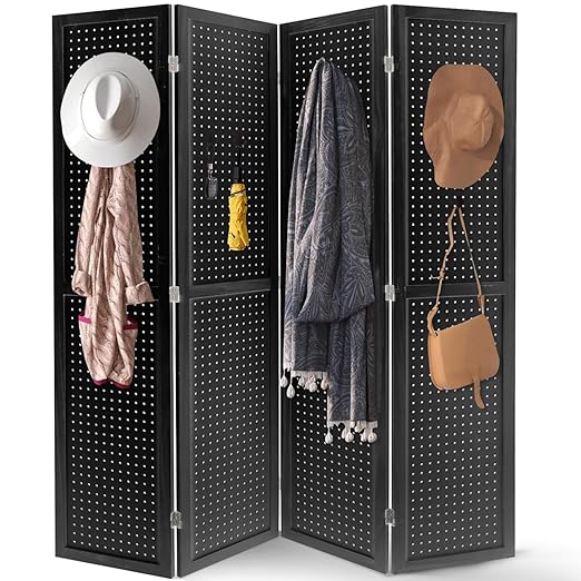 Babion 4 Panel Pegboard Display, Peg Board Room Divider Freestanding Folding by BabionDecorateYourhome