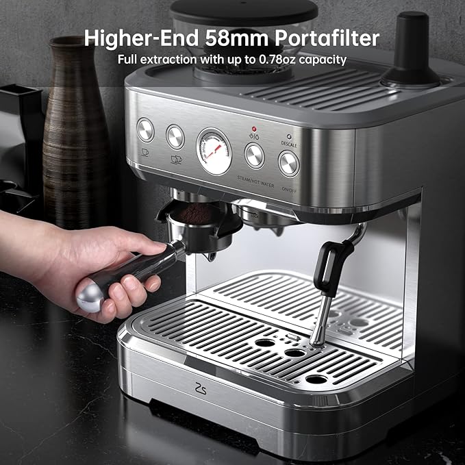 IDEALHOUSE Espresso Machine 3-in-1, Built-in Grinder and Milk Frother, - Image 6