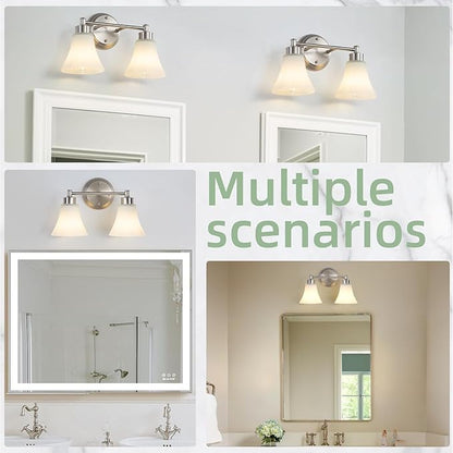LOUSACE 2 Light Bathroom Vanity Light Brushed Nickel Bathroom Lighting Fixtures - Image 8