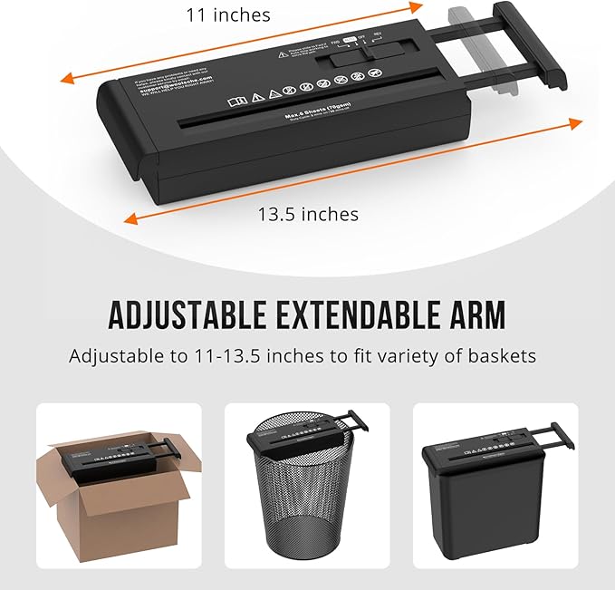 Small Paper Shredder for Home, 6 Sheet Strip Cut Paper Shredder Without Basket - Image 4