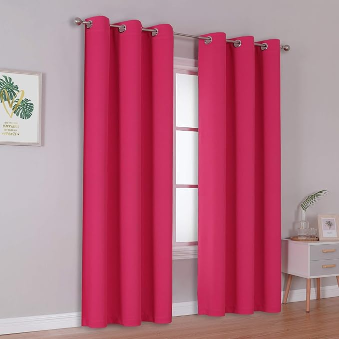 DUALIFE 84 Inch Fuschia Hot Pink Curtain Panels - Image 2