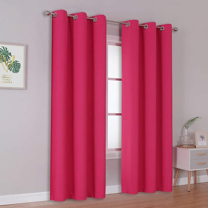 DUALIFE 84 Inch Fuschia Hot Pink Curtain Panels - Image 2