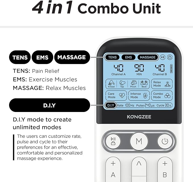 4 in 1 - D.I.Y & Tens Unit & EMS & Massage Muscle Stimulator, Dual Channel TENS - Image 3