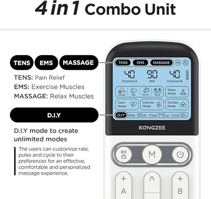 4 in 1 - D.I.Y & Tens Unit & EMS & Massage Muscle Stimulator, Dual Channel TENS - Image 3