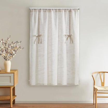 DKNY Balloon Shade Tie Up Curtain - Linen Beige 42" x 63" Light-Filtering Rod Pocket Window Panel with Fabric Tie Bows - 1 Piece | Tie Up, Light-Filtering Rod Pocket, Fabric Tie Bows
