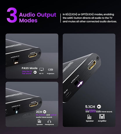 avedio links HDMI ARC/eARC Audio Extractor Converter 8K@60Hz 4K@120Hz, HDMI to - Image 7