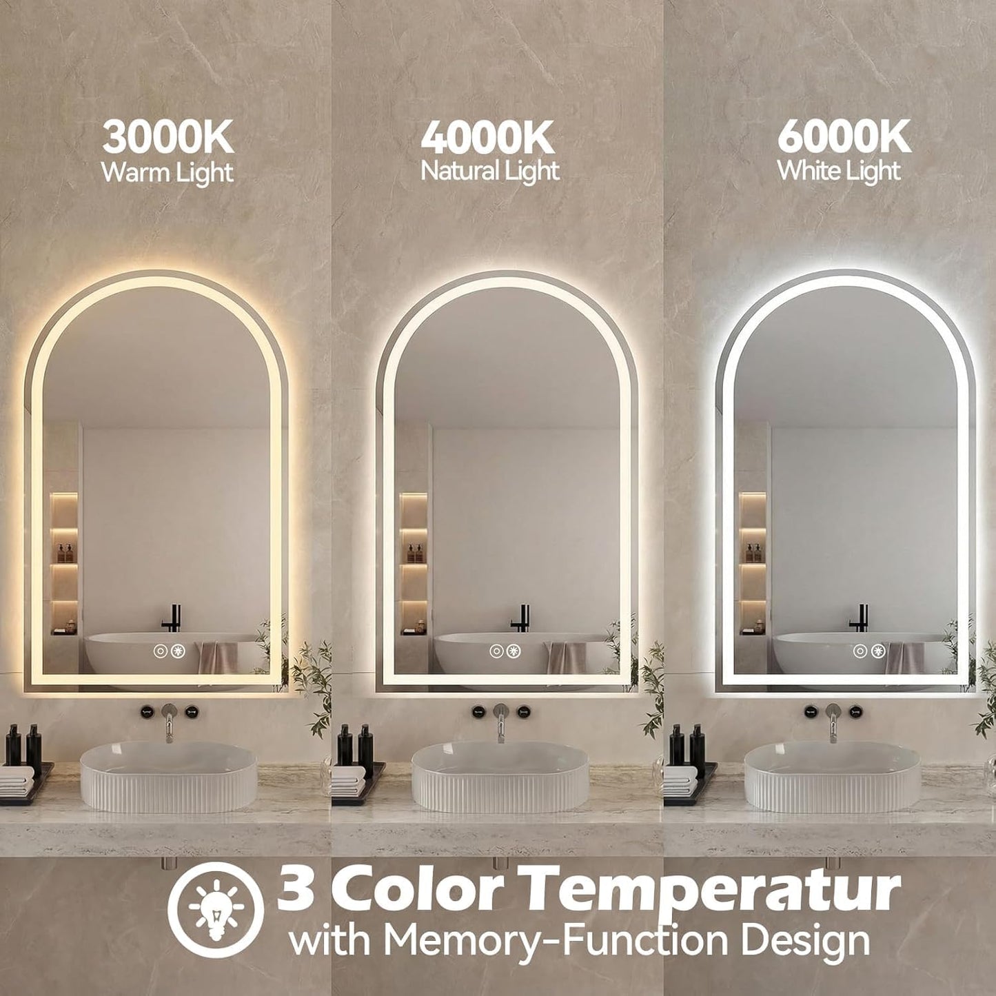 Simple Deluxe 24x32 inch Arched Mirror for Bathroom Vanity Mirror or Wall Decor, Arch Mirror Brushed Metal Frame, Wall Mounted Mirror for Bathroom LivingRoom Bedroom Entryway(24''×32'')