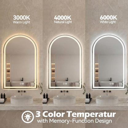 Simple Deluxe 24x32 inch Arched Mirror for Bathroom Vanity Mirror or Wall Decor, Arch Mirror Brushed Metal Frame, Wall Mounted Mirror for Bathroom LivingRoom Bedroom Entryway(24''×32'')