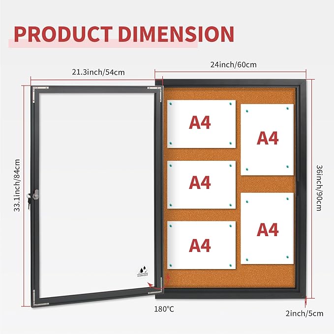 Enclosed Bulletin Board, Outdoor Weatherproof Cork Noticeboard - Image 5