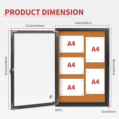 Enclosed Bulletin Board, Outdoor Weatherproof Cork Noticeboard - Image 5
