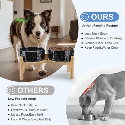 SPUNKYJUNKY Elevated Dog Bowls Ceramic, 7.3'' Dogs Food Water Bowls Raised - 42 - Image 3