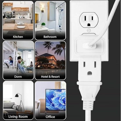 Multi Plug Outlet Extender, AC Flat Plug Adapter Outlet, Mini Indoor Wall Tap - Image 7